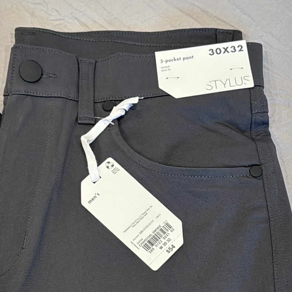 Stylus Gray 5-Pocket Pants. Stretch Slim Fit.